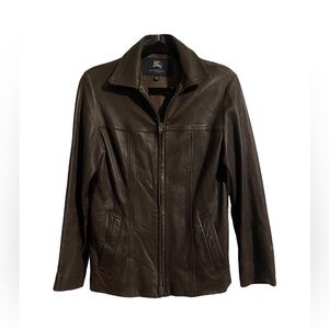 BURBERRY Brown Leather Jacket VINTAGE XS